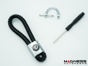 Keychain - Leather - Rope Design w/ Alfa Romeo Crest 